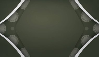 Logonuz altında mandala beyaz desenli koyu yeşil arkaplan