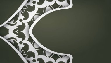 Logonun altında Hint beyaz desenli koyu yeşil bir pankart var.