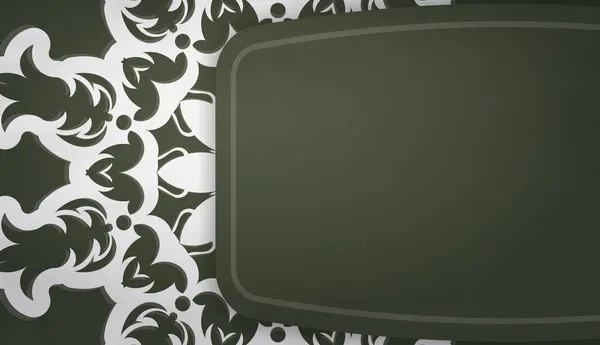 Dunkelgrünes Banner Mit Abstrakten Weißen Ornamenten Zur Gestaltung Unter Ihrem — Stockvektor