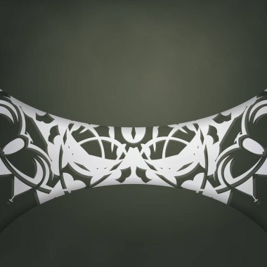 Tasarımınız için klasik beyaz desenli koyu yeşil kart şablonu.