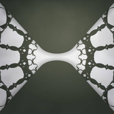 Tasarımınız için Yunanca beyaz desenli koyu yeşil kart şablonu.