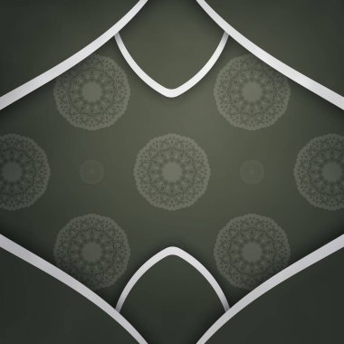 Tebrik etmek için koyu yeşil renkli beyaz desenli tebrik kartı..