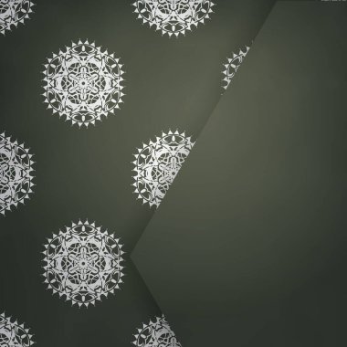 Koyu yeşil renkli bir kartpostal şablonu ve tipografi için hazırlanmış beyaz süsler..