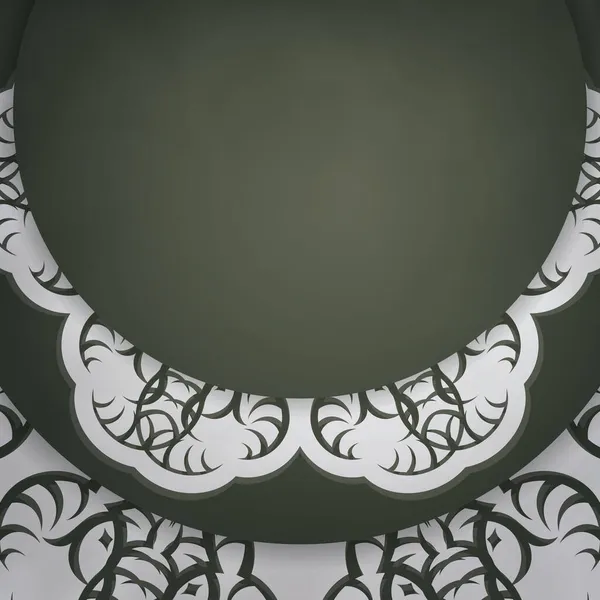 Флаєр Темно Зеленому Кольорі Розкішними Білими Прикрасами Вашого Дизайну — стоковий вектор