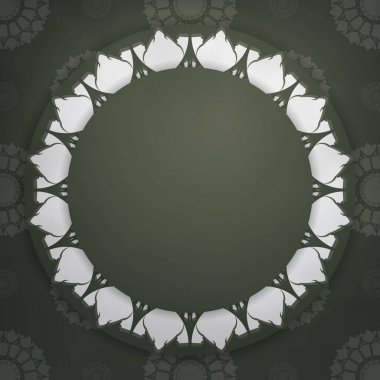 Tebrik etmek için koyu yeşil renkli, Yunan beyaz süslemeli bir kart şablonu..