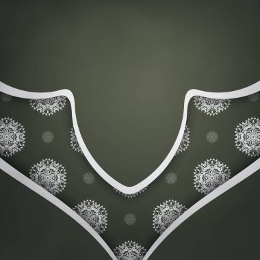 Koyu yeşil Hint beyaz desenli karşılama broşürü tipografi için hazır..