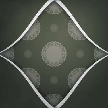 Tasarımınız için soyut beyaz desenli koyu yeşil renkli el ilanı.