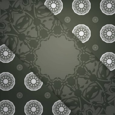 Tebrik kartı koyu yeşil ve beyaz desenli ve basılmaya hazır..