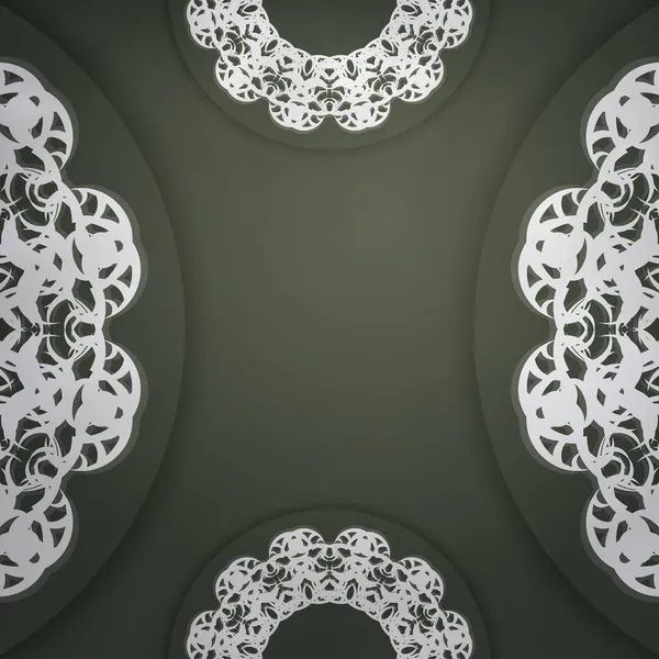 Tebrik etmek için koyu yeşil renkte, Yunan beyaz desenli bir tebrik broşürü..