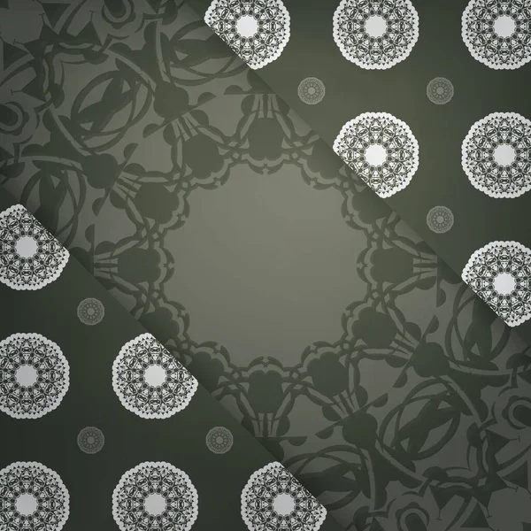 Tebrik kartı koyu yeşil ve beyaz desenli ve basılmaya hazır..