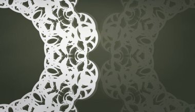 Soyut beyaz süslemeli koyu yeşil pankart ve logonun altında bir yer