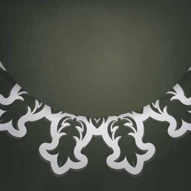 Tebrik etmek için üzerinde beyaz süs olan koyu yeşil bir broşür..