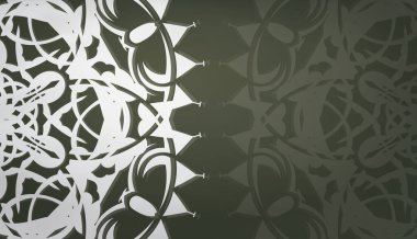 Koyu yeşil bayrak, Hint beyaz süslemeleri ve logo veya metin için yer