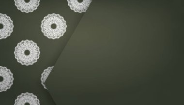 Yunanca beyaz desenli koyu yeşil pankart şablonu ve metin alanı