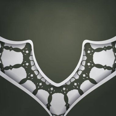 Markanız için mandala beyaz desenli koyu yeşil kart şablonu.