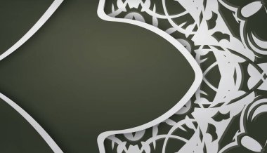 Eskimiş beyaz süslemeli koyu yeşil pankart ve logo veya metin için boşluk