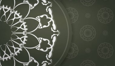 Metnin altında tasarım için lüks beyaz desenli koyu yeşil pankart