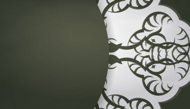 Metnin altında tasarım için klasik beyaz desenli koyu yeşil arkaplan