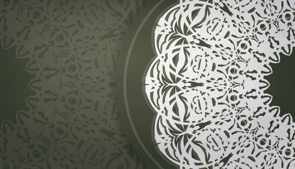 Eskimiş beyaz süslemeleri ve logo alanı olan koyu yeşil pankart şablonu