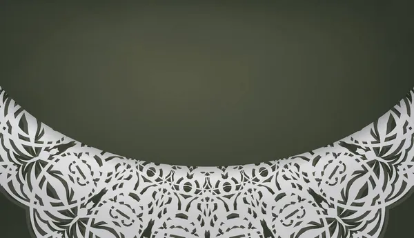 Plantilla Banner Verde Oscuro Con Adorno Blanco Griego Para Diseño — Vector de stock