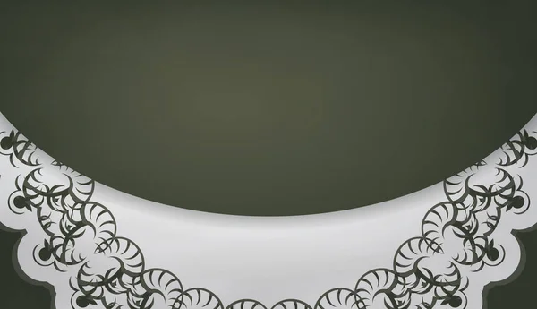 Fond Vert Foncé Avec Ornement Blanc Vintage Pour Conception Logo — Image vectorielle