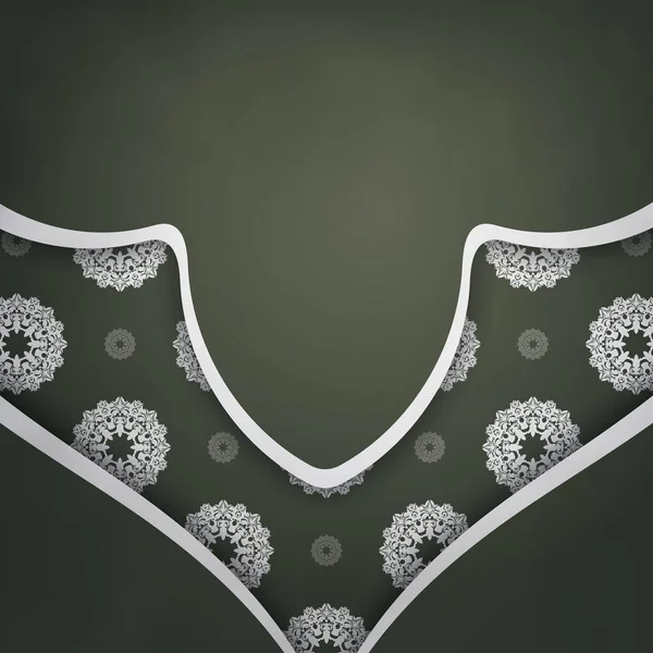 Broşür koyu yeşil, eski beyaz desenli ve tipografi için hazır..