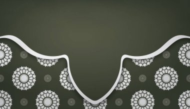 Metnin altında tasarım için lüks beyaz süslemeleri olan koyu yeşil arkaplan