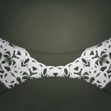 Tasarımınız için Yunanca beyaz desenli koyu yeşil renkli selamlama ilanı.