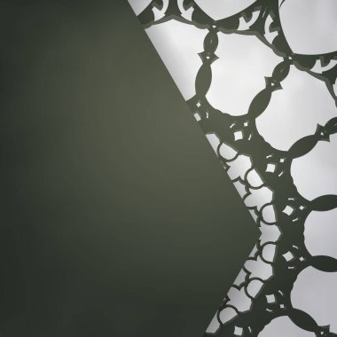 Markanız için soyut beyaz süs içeren koyu yeşil renkli bir kartpostal şablonu.