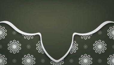 Eskimiş beyaz desenli koyu yeşil pankart ve logo veya metin için boşluk