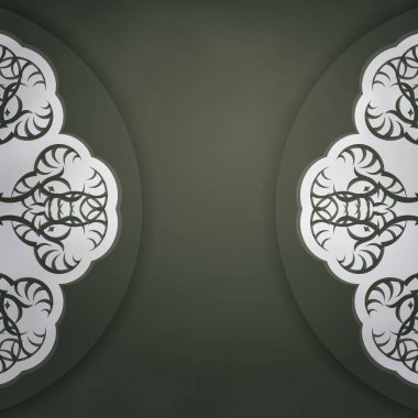 Klasik beyaz süslemeli koyu yeşil broşür basılmaya hazır..