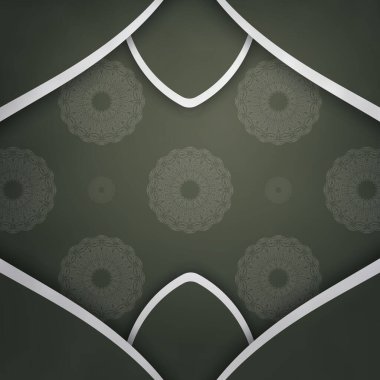 Tebrik etmek için koyu yeşil renkli, Yunan beyaz desenli tebrik kartı..