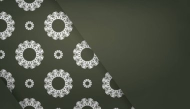 Üzerinde Yunan beyaz süslemeleri ve logosu olan koyu yeşil bir bayrak.