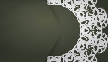 Logo tasarımı için Yunan beyaz süslemeleri olan koyu yeşil pankart