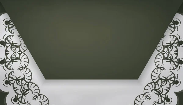 Fond Vert Foncé Avec Motif Blanc Indien Pour Conception Logo — Image vectorielle