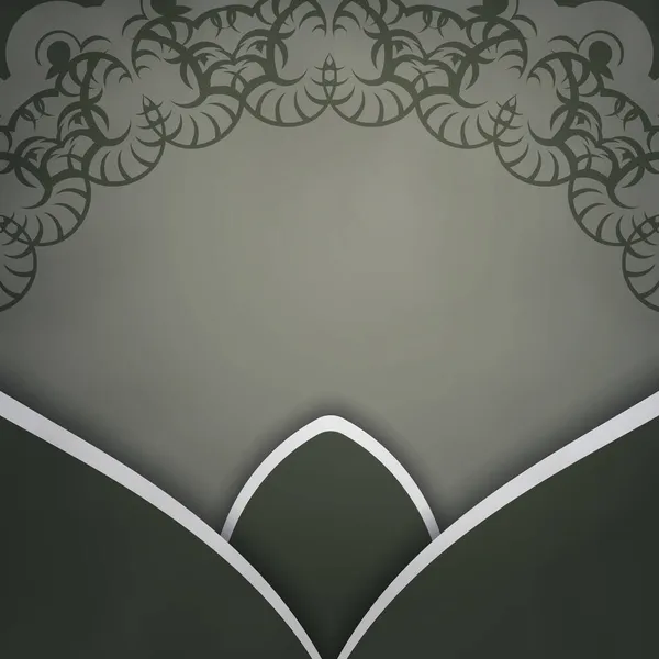 Brochure Couleur Vert Foncé Avec Ornement Blanc Mandala Préparé Pour — Image vectorielle