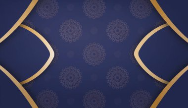 Logonuz altında mandala altın desenli koyu mavi rengin arka planı