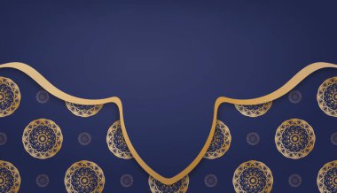 Logo veya metin altında tasarım için mandala altın desenli koyu mavi baner