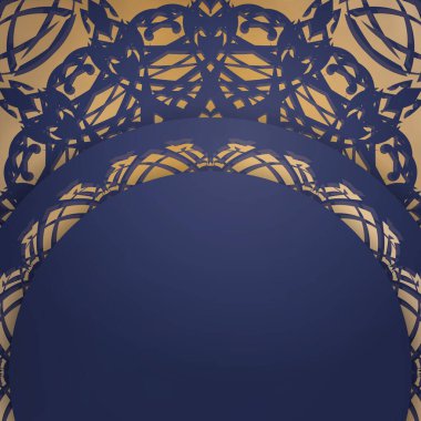 Koyu mavi kartvizitli, işletmeniz için mandala altından bir süs..