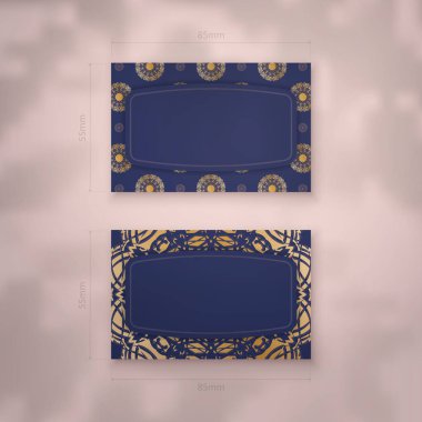 Koyu mavi kartvizitli, işletmeniz için mandala altından bir süs..