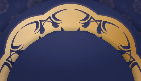 Baner Van Donkerblauwe Kleur Met Mandala Gouden Patroon Voor Ontwerp — Stockvector