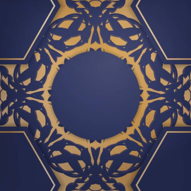 Koyu mavi kartvizit, bağlantıların için Hint altını desenli..