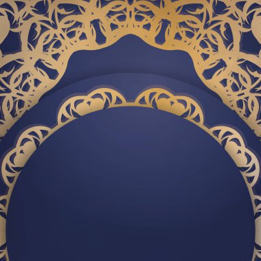 Koyu mavi renkli bir kartvizit şablonu ve işleriniz için lüks altın süsler..