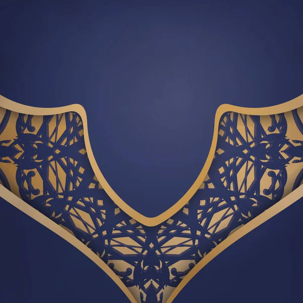 あなたの連絡先のためのヴィンテージゴールド装飾が施された濃い青の名刺 — ストックベクタ