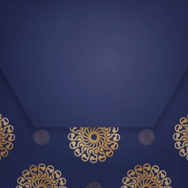Markanız için soyut altın desenli koyu mavi kart şablonu.