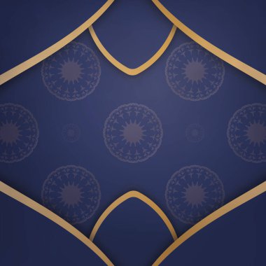 Markanız için soyut altın desenli koyu mavi kart şablonu.