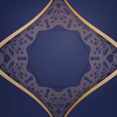 Koyu mavi bir kartvizit şablonu ve işleriniz için Hint altınları..