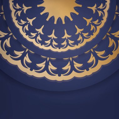 İş kartı şablonu koyu mavi ve bağlantılarınız için Hint altını desenli..