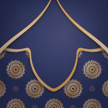 Koyu mavi bir kartvizit şablonu ve markanız için lüks altın süsler..