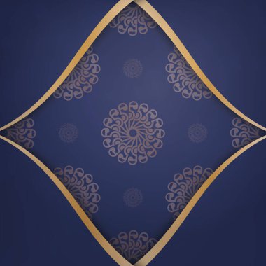 Koyu mavi bir kartvizit şablonu ve bağlantılarınız için klasik altın süsler..